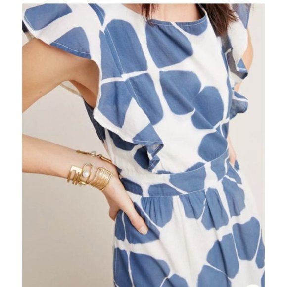 The Odells Maxi Seville Dress Cream Blue Cotton Washable - Picture 10 of 16